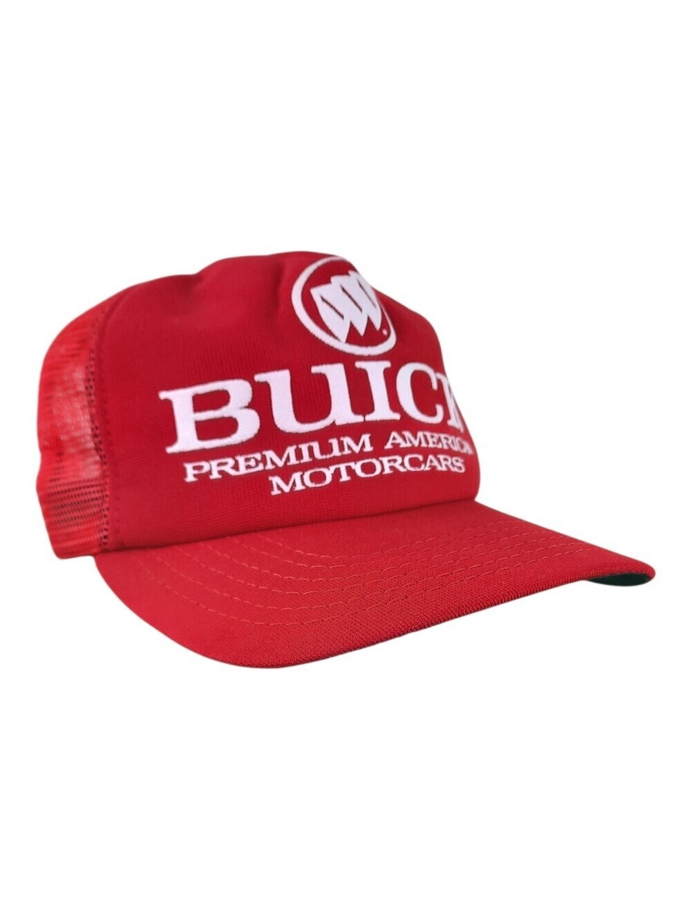 Vintage New Era Buick Automotive Red Snapback Trucker Hat Made In USA Size M/L